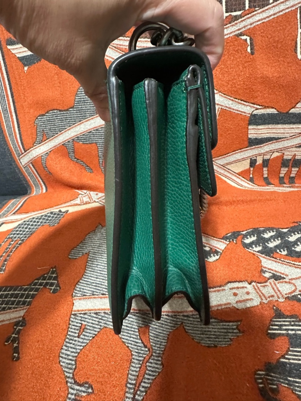 GUCCI ❤️🌟GREEN DIONYSUS W/ EMERALD STONES JEWELED TIGER HEAD FLAP BAG ⭐️ - Picture 6 of 15